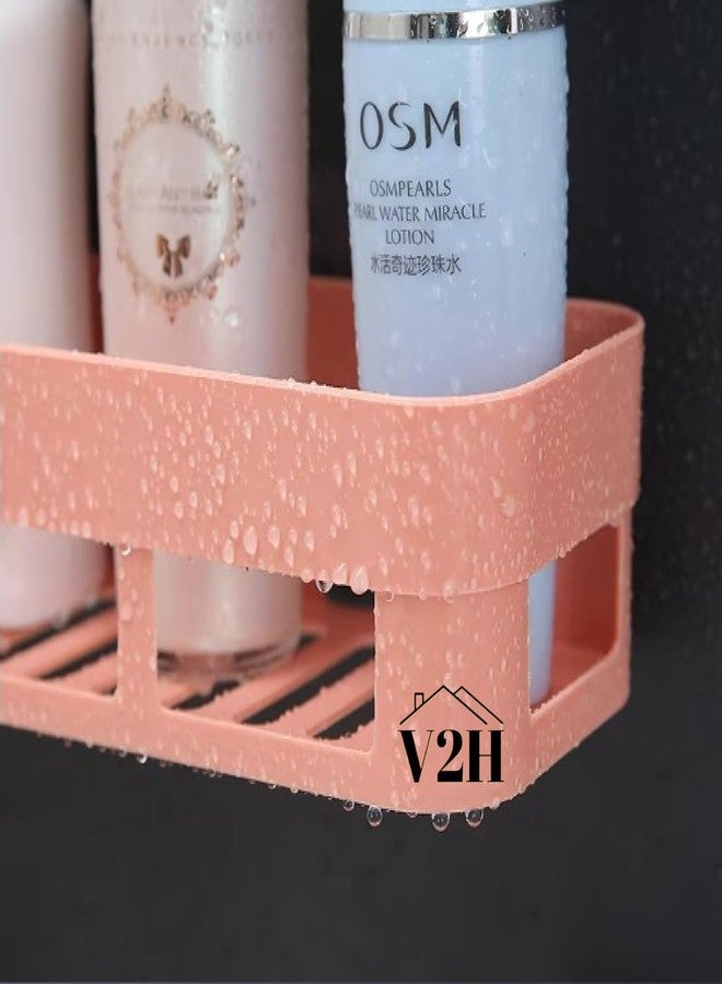 V2H Multipurpose Kitchen Bathroom Shelf Wall Holder Storage Rack Bathroom Rack Storage Box Strong Sticker Shower Rack Shelf(Set of 3) - Image 4